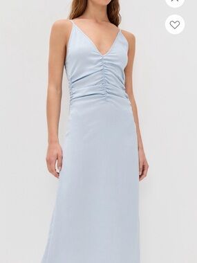 Baum Und Pfergarten Light Blue Ruched V-Neck Slip Dress